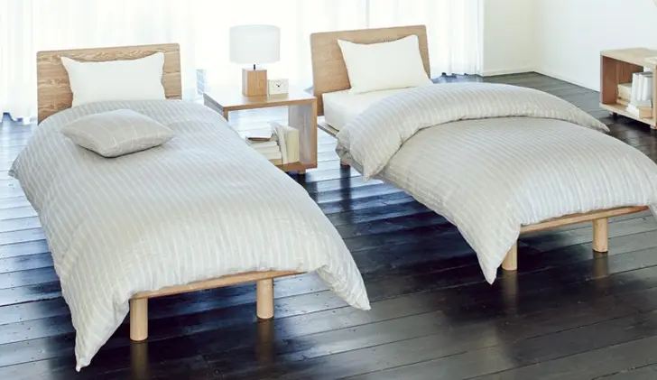 いいスタイル 無印良品 木製ベッドフレーム ヘッドボード付き 脚付き シングル シングルベッド